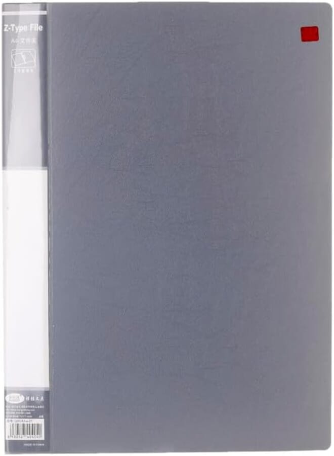 3A QWJA1A4-01 File with Metal Clip and Plastic Paper Holder 30X24 cm - Grey